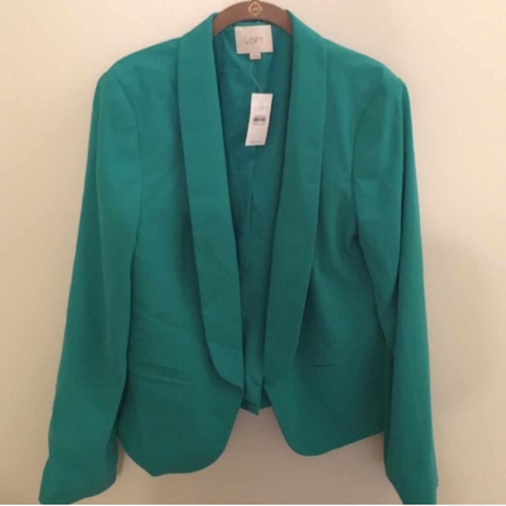 Loft Teal Open Front Blazer Sz L